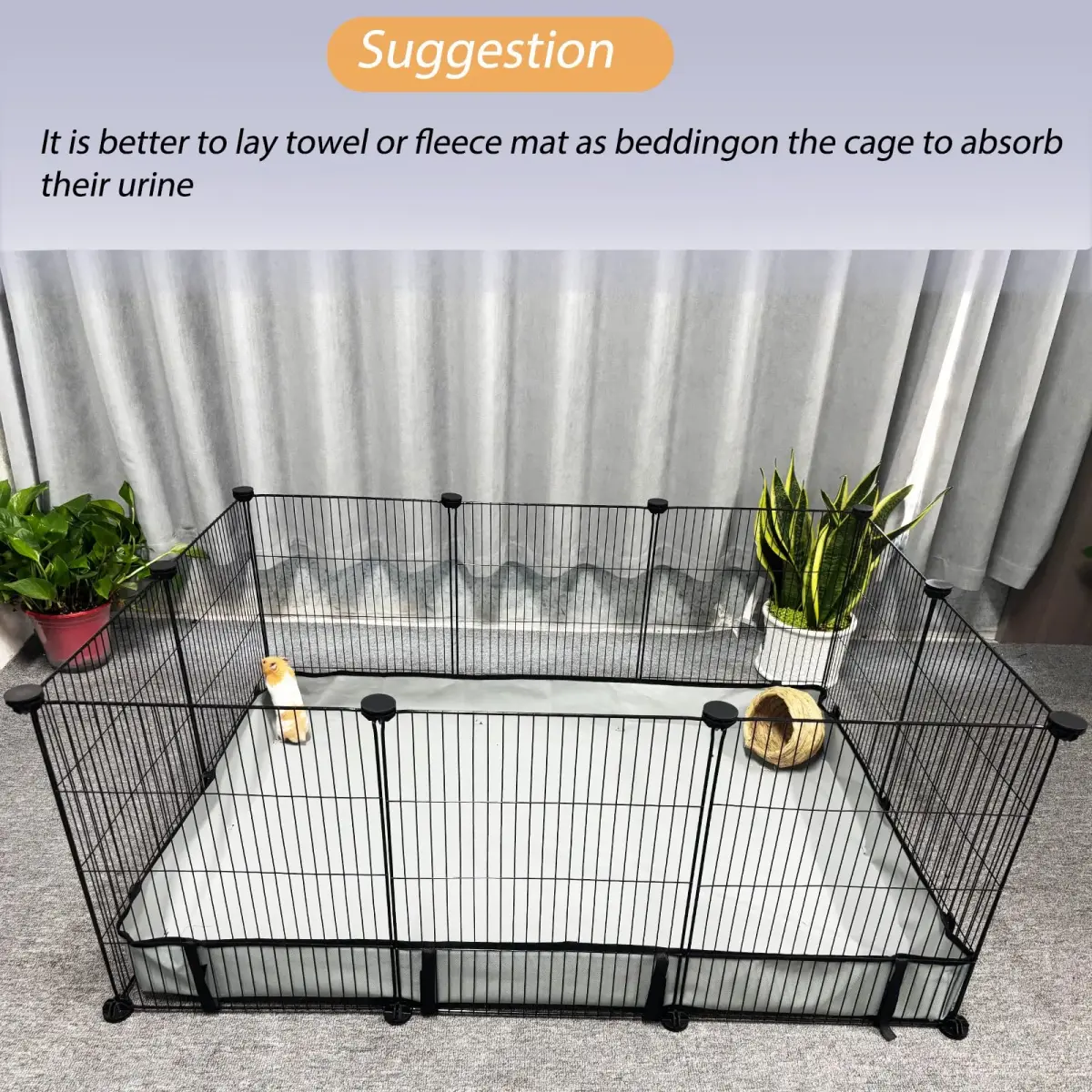 DZWLKJ Waterproof Guinea Pig Cage Liner 71cm x 107cm (28"x42") | Raised Sides Prevent Mess - view 5