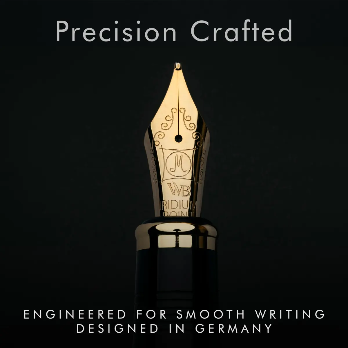Wordsworth & Black Majesti Luxury Fountain Pen Set with Medium Nib | Brass, Black Lacquer, German Iridium Nib, 24 Ink Cartridges - view 5