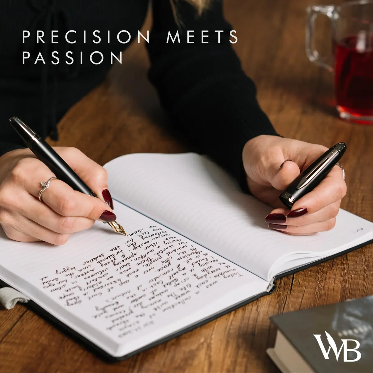 Wordsworth & Black Majesti Luxury Fountain Pen Set with Medium Nib | Brass, Black Lacquer, German Iridium Nib, 24 Ink Cartridges - view 8