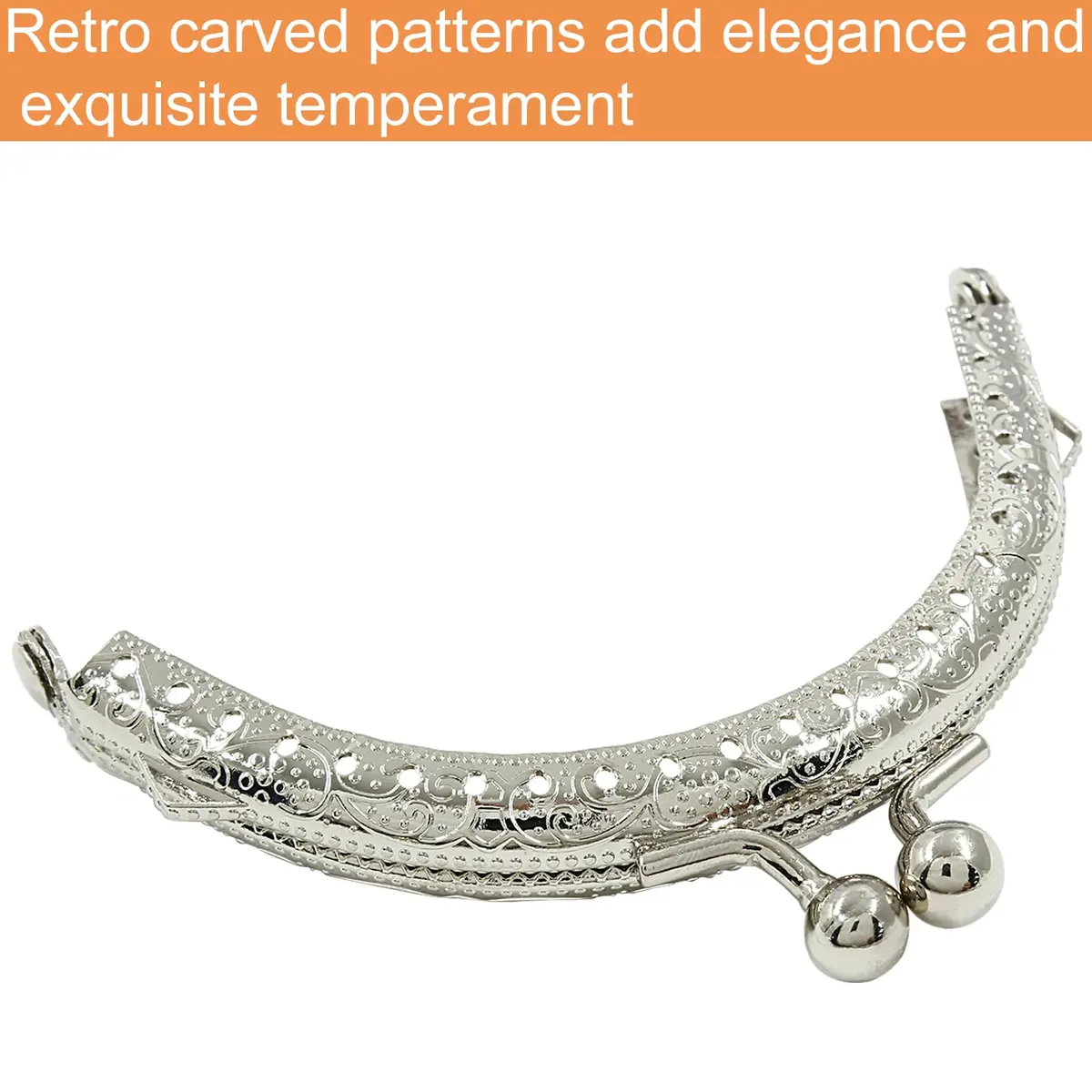 Piutouyar Metal Purse Frame 8.5cm | Retro Silver Art Supplies - view 5