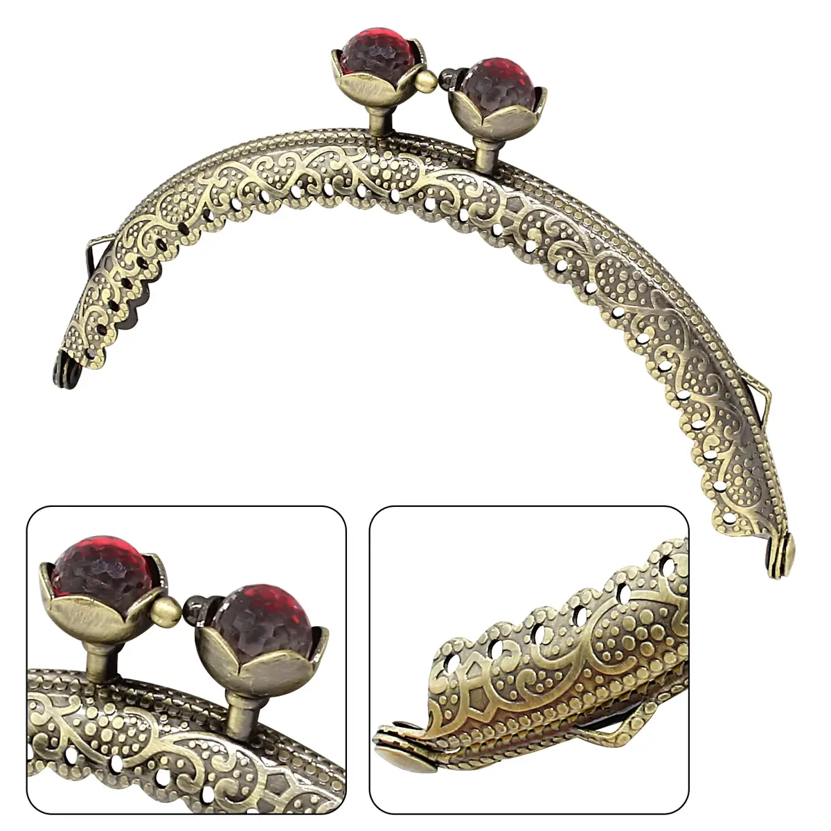 Piutouyar Metal Purse Frame 10.5cm | Retro Bead-Color, Durable Iron - view 4