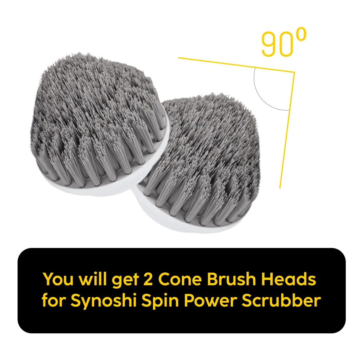 SYNOSHI Cone Brush Heads (2 Units, Gray) | For Tight Spaces & Corners - view 2
