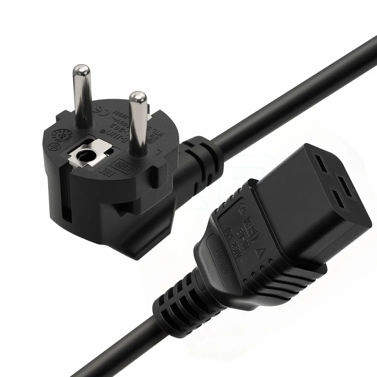 DRRI Europe Schuko CEE 7-7 Plug to IEC C19 Power Cord 1.8m (6ft) | 16A 250V Server & PDU Extension Cable - main product image