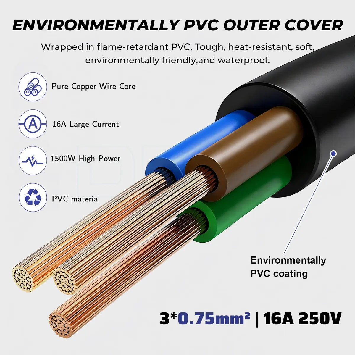 DRRI Europe Schuko CEE 7-7 Plug to IEC C19 Power Cord 1.8m (6ft) | 16A 250V Server & PDU Extension Cable - view 5