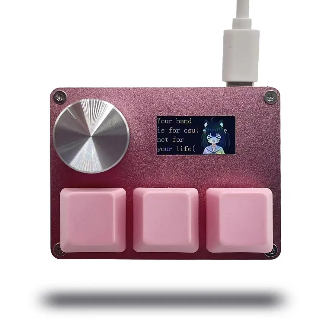 BTXETUEL SayoDevice O3C Keyboard with Knob and Screen, 3 Hall Magnetic Linear Switches, 8000Hz, Pink - main product image
