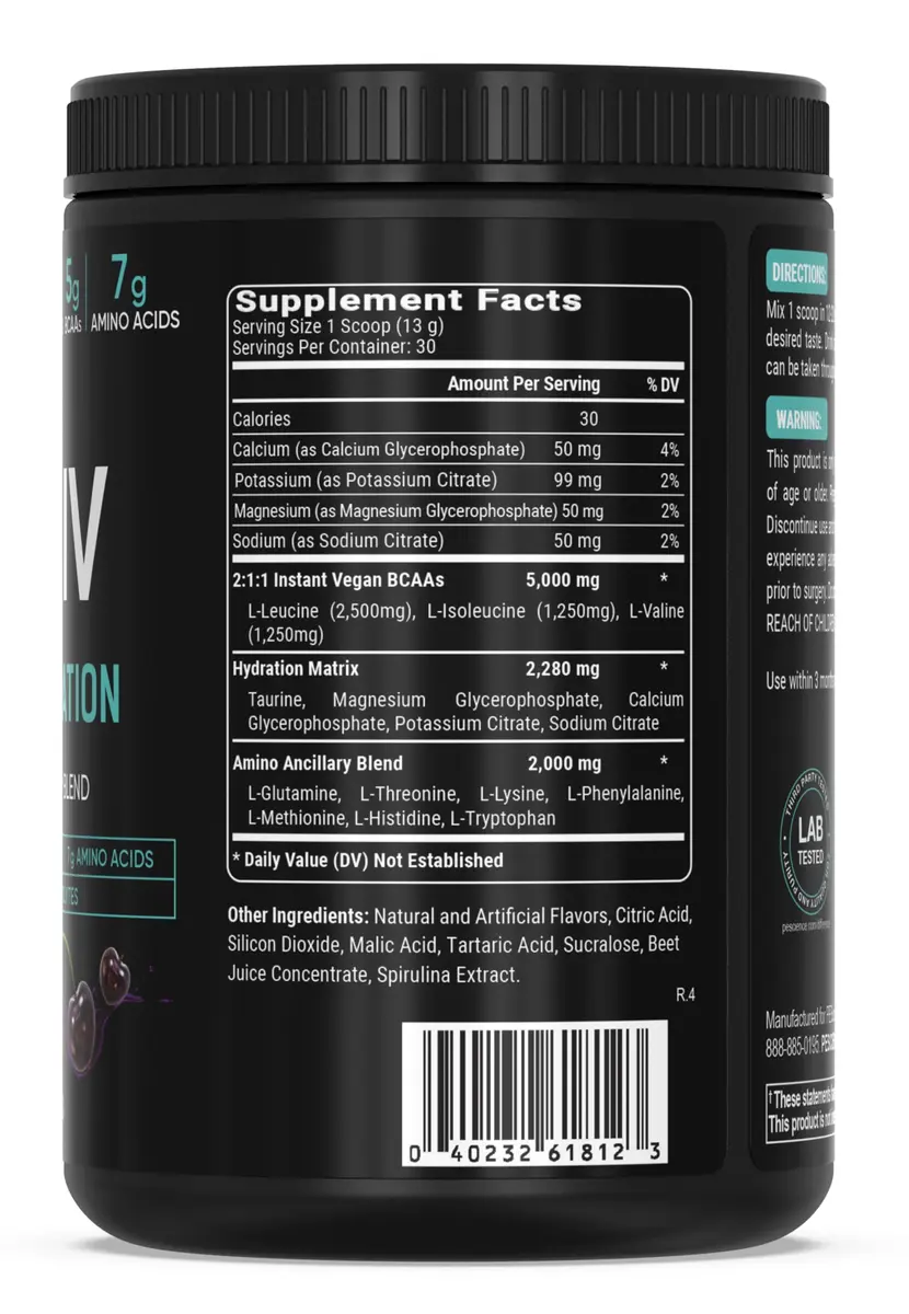 PEScience Amino IV BCAA & EAA Powder 13.8oz | High Leucine, Sugar-Free Hydration - view 9