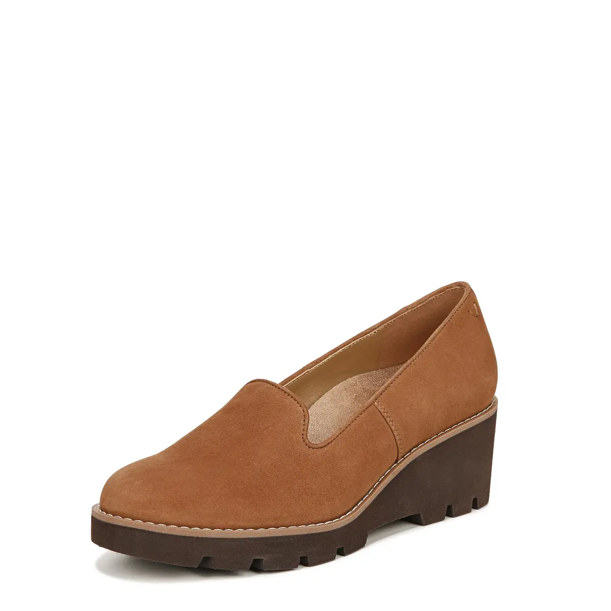 Vionic Willa Wedge Loafer Shoes Brown Suede 6 M (2.27 kg) | APMA Accepted Arch Support - main product image