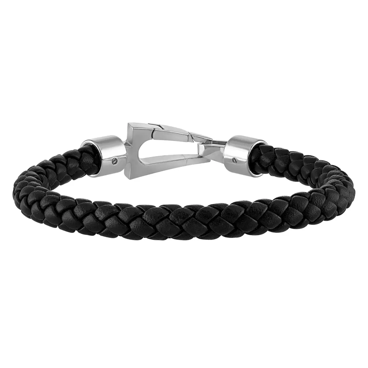 Bulova Marine Star Black Leather Braided Bracelet 8" | Nautical Nautical Style with Stainless Steel Clasp - main product image