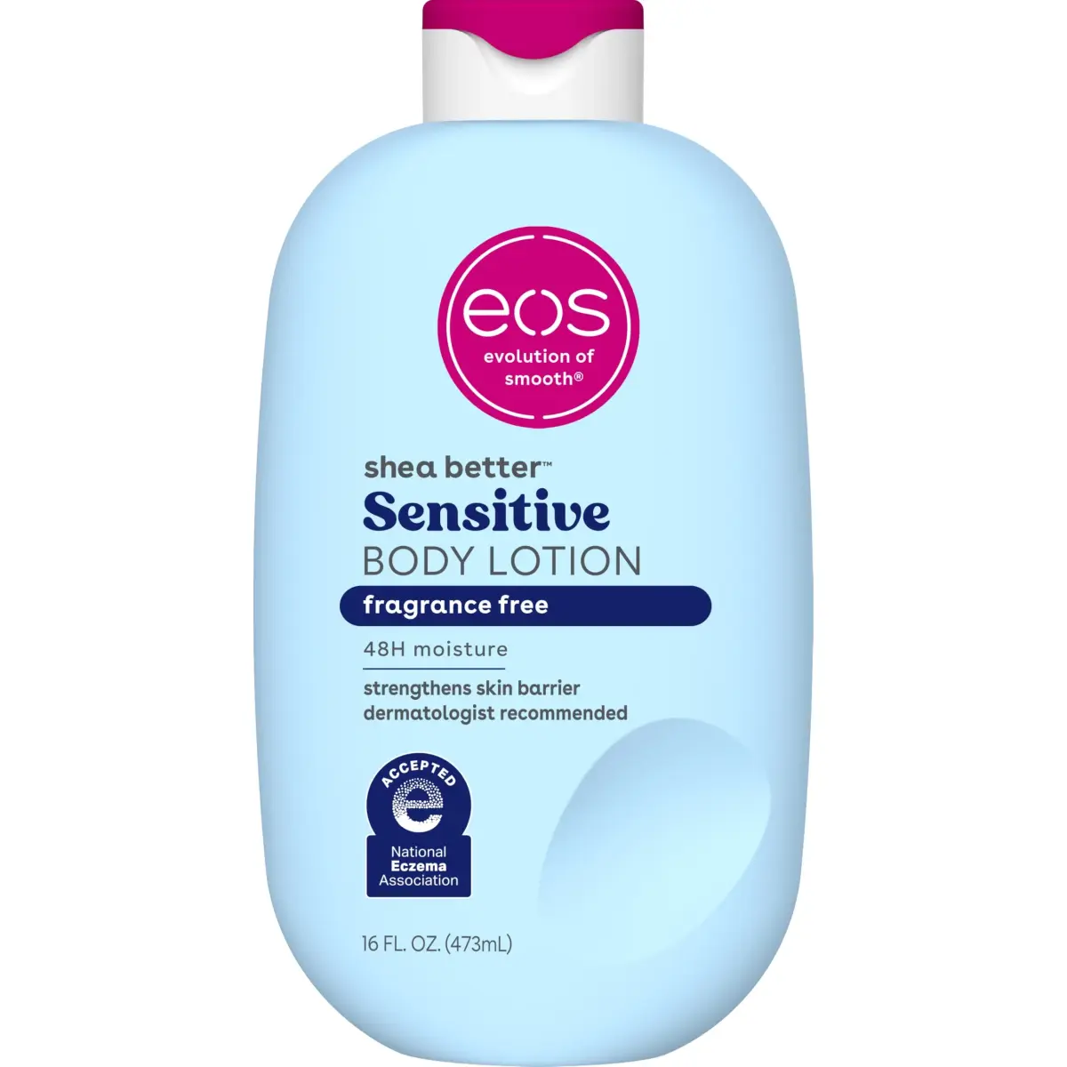 eos Shea Better Sensitive Skin Body Lotion 473ml (16 fl oz) | Fragrance-Free, 48-Hour Moisture for Dry & Eczema-Prone Skin - main product image