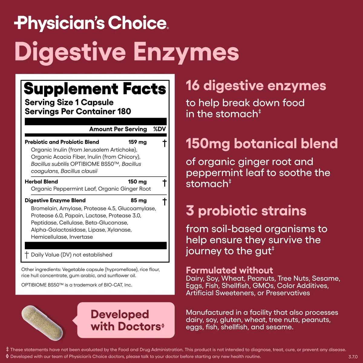 Physician's CHOICE Digestive Enzymes 180 Count (85g) | Supports Gut Health & Reduces Bloating - view 6