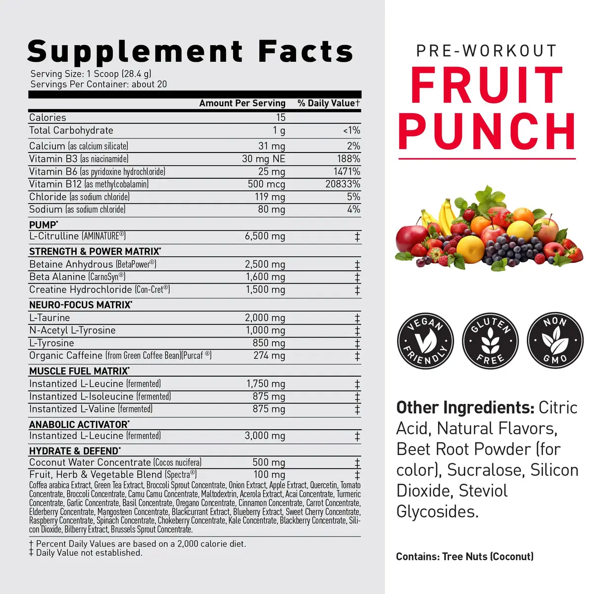 Kaged Pre Workout Powder | Fruit Punch | 20 Servings | Vegan, Gluten-Free, Non GMO - view 6