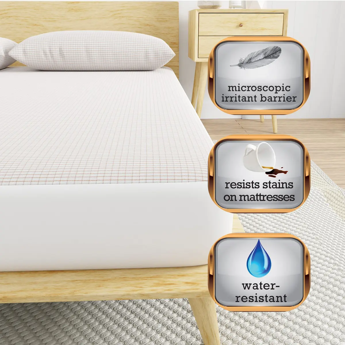 Bed Bug Blocker All-in One Copper Infused Fitted Mattress Protector | Water Resistant Twin, White - view 5