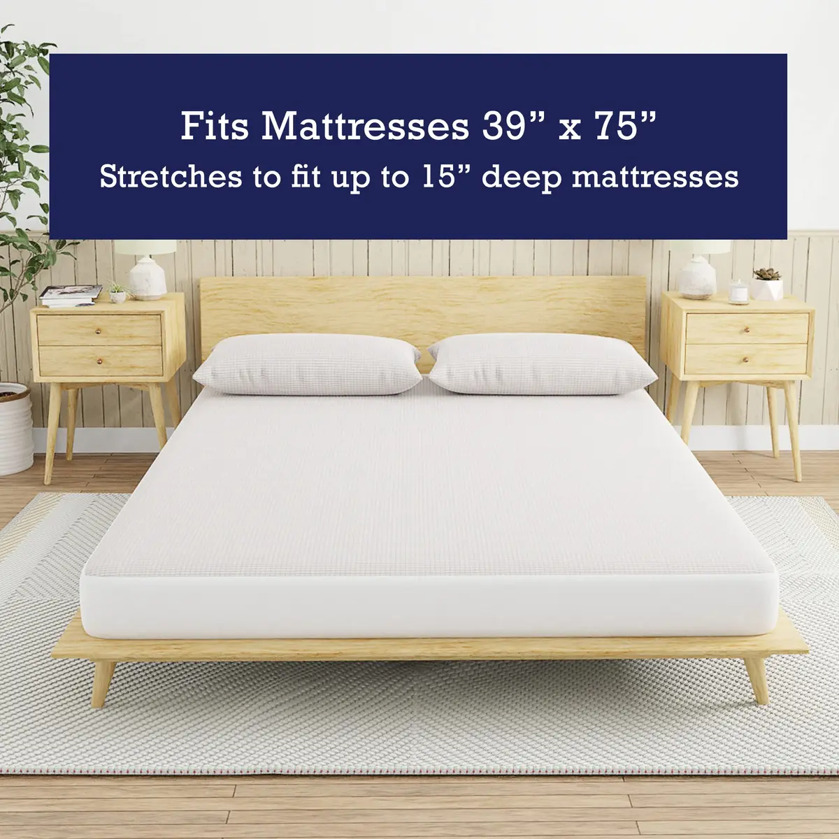Bed Bug Blocker All-in One Copper Infused Fitted Mattress Protector | Water Resistant Twin, White - view 6