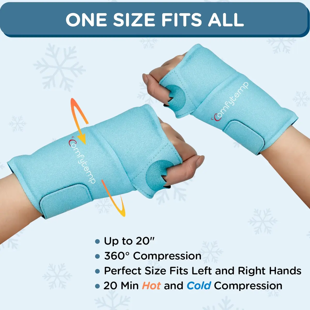 Comfytemp Wrist Ice Pack Wrap Carpal Tunnel Relief 2 Pack | Targeted Cold & Hot Therapy for Hand & Wrist Pain - view 6