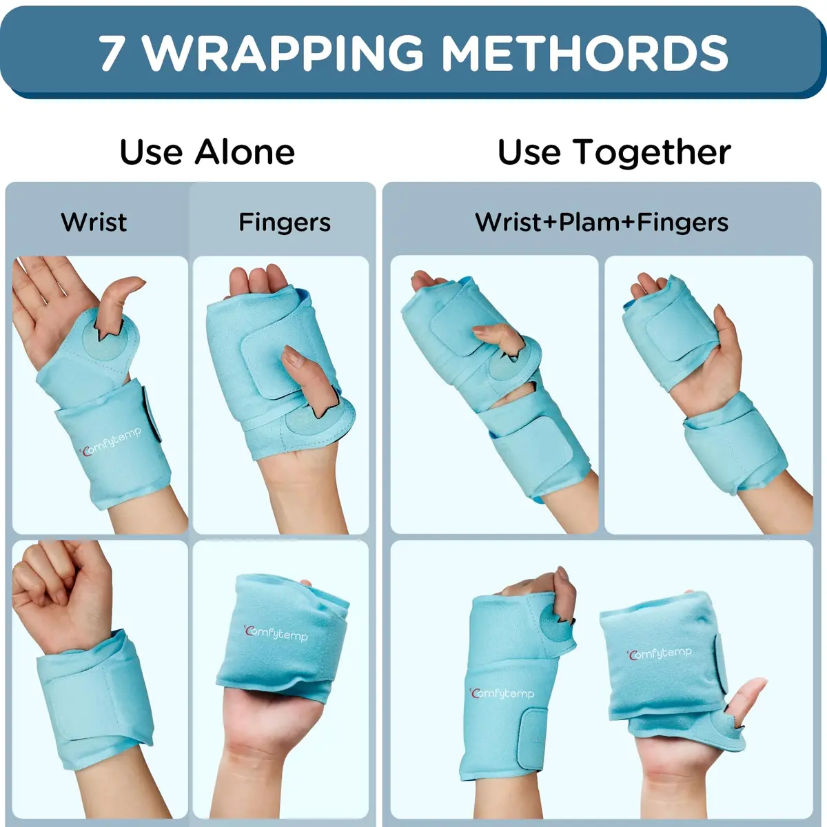 Comfytemp Wrist Ice Pack Wrap Carpal Tunnel Relief 2 Pack | Targeted Cold & Hot Therapy for Hand & Wrist Pain - view 7
