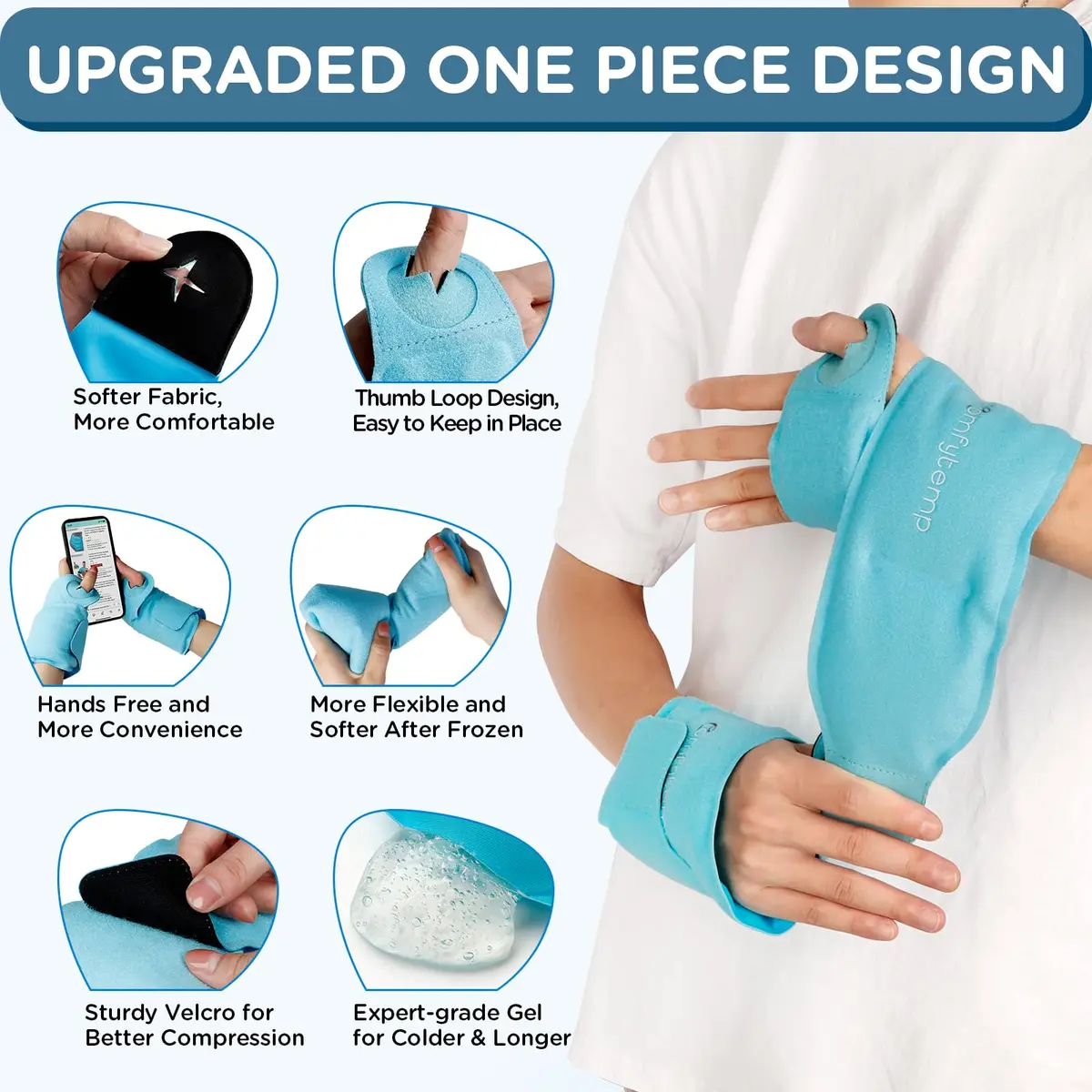 Comfytemp Wrist Ice Pack Wrap Carpal Tunnel Relief 2 Pack | Targeted Cold & Hot Therapy for Hand & Wrist Pain - view 3