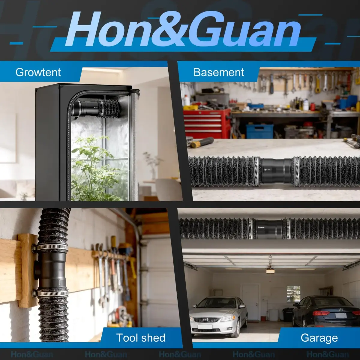 Hon&Guan 4 Inch Inline Booster Duct Fan with Speed Controller - 130 CFM | 100mm (4") Duct Size - view 7