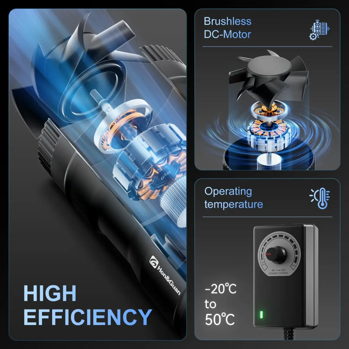 Hon&Guan 4 Inch Inline Booster Duct Fan with Speed Controller - 130 CFM | 100mm (4") Duct Size - view 2