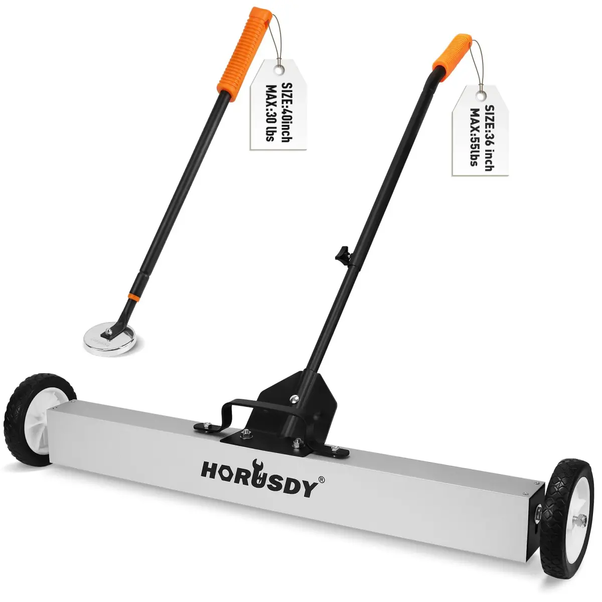 HORUSDY 36-Inch Rolling Magnetic Sweeper with Wheels & 40-Inch Telescoping Pickup Tool | 55-Pound Capacity - main product image