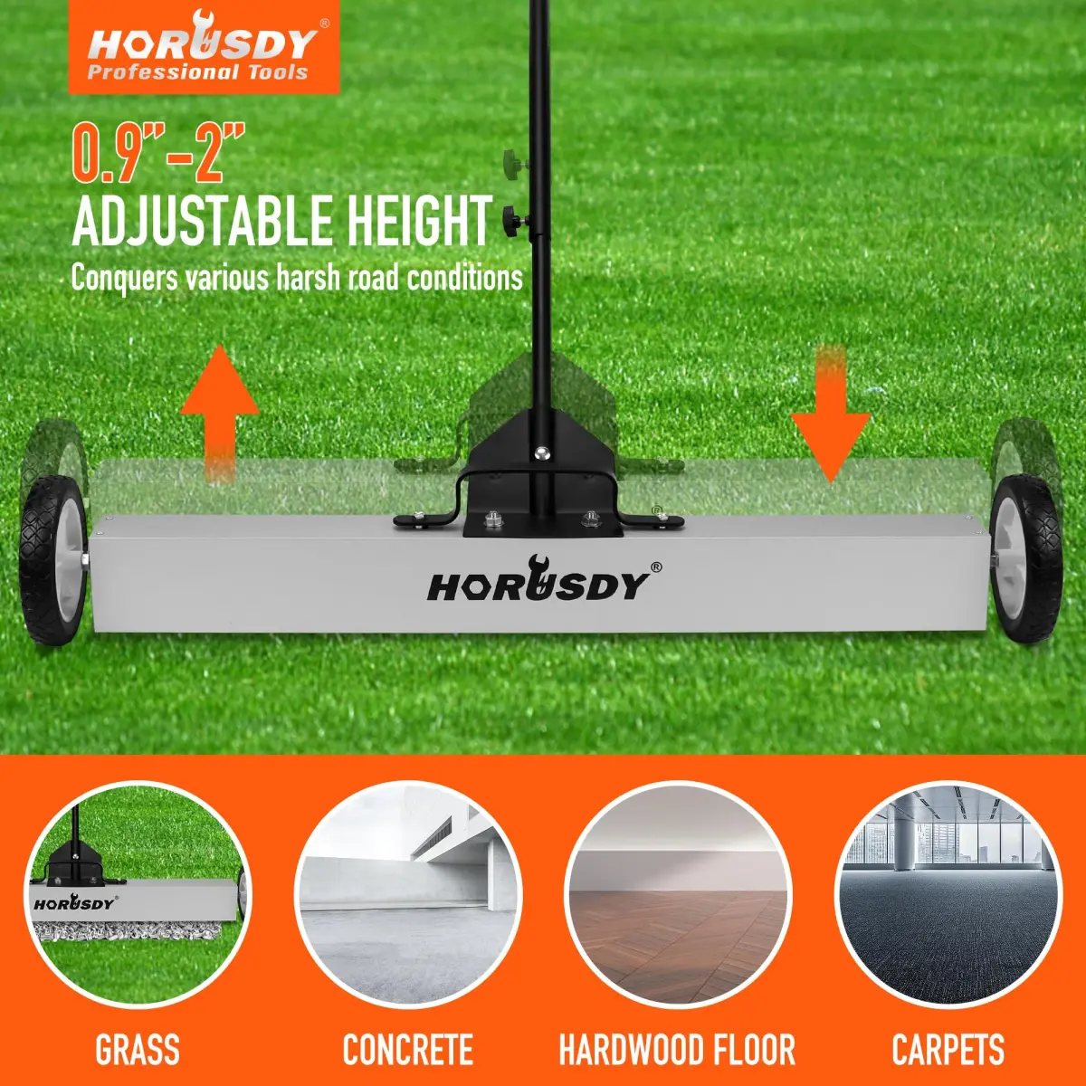 HORUSDY 36-Inch Rolling Magnetic Sweeper with Wheels & 40-Inch Telescoping Pickup Tool | 55-Pound Capacity - view 7