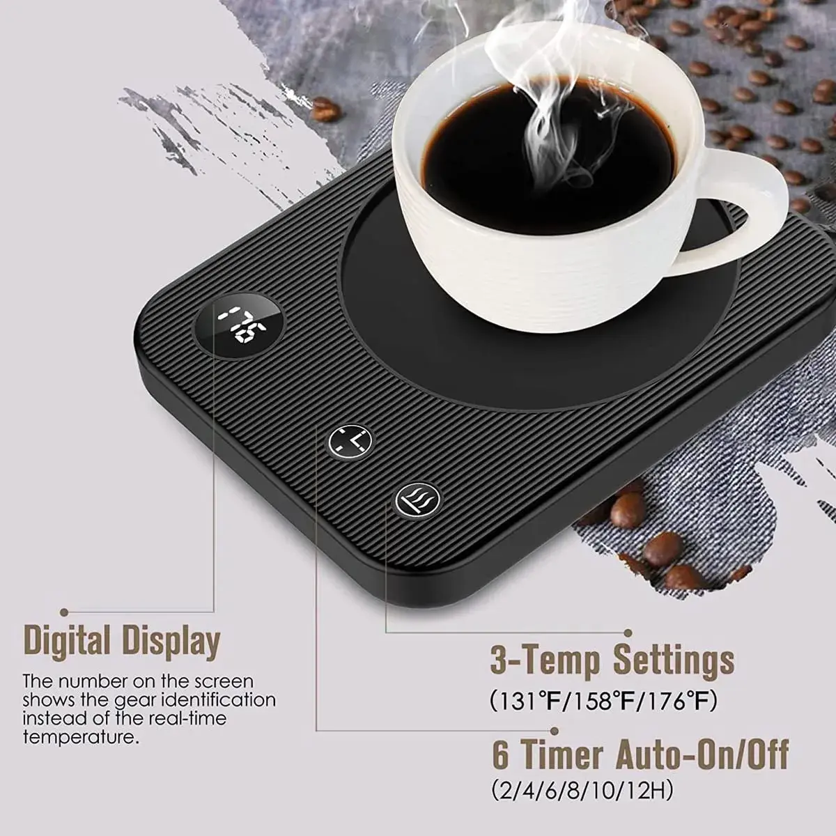 Lesipee Electric Coffee Mug Warmer with Auto Shut Off & 3 Temperature Settings | 156 ml (5.5 fl oz) - view 3