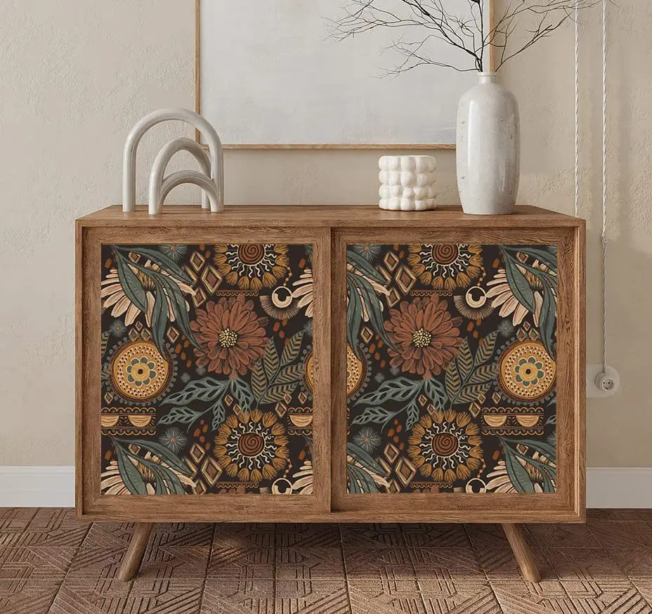 HAOKHOME Boho Floral Peel and Stick Wallpaper 17.3in x 6.6ft | Vintage Botanical DIY Decor - view 7