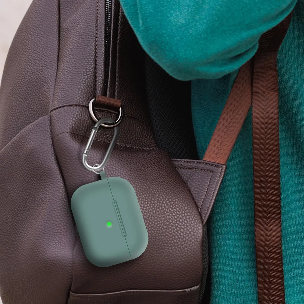 Woyinger AirPods Pro Case with Cleaner Kit | Compatible with 1st Gen, Pine Green, Silicone, Waterproof - view 6