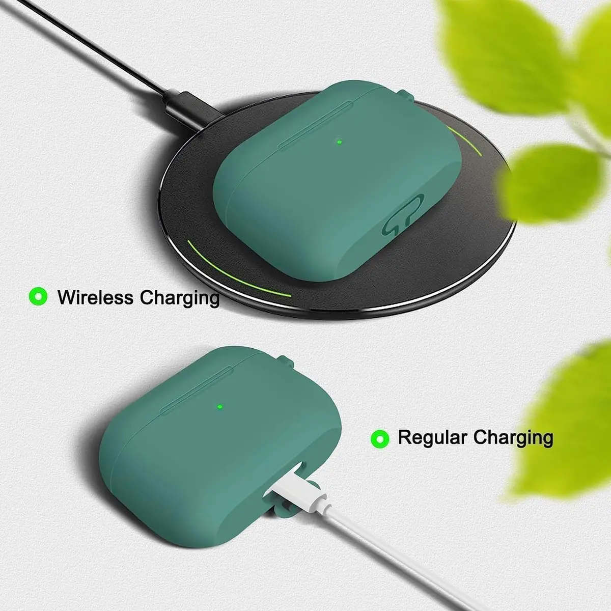 Woyinger AirPods Pro Case with Cleaner Kit | Compatible with 1st Gen, Pine Green, Silicone, Waterproof - view 3