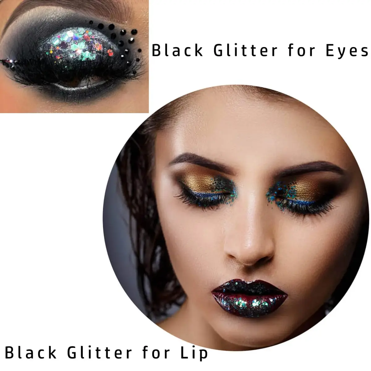 MEICOLY Black Face Glitter Gel 25.5g (0.9 Oz) | Holographic Mermaid Sequins for Festivals & Cosplay - view 2