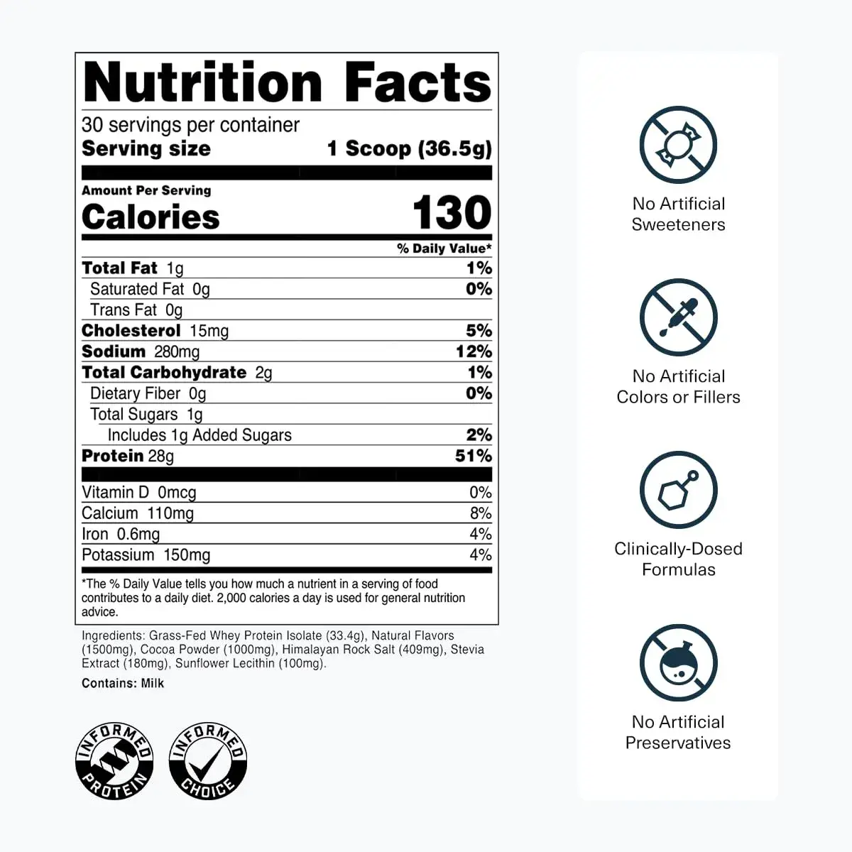 Transparent Labs Grass-Fed Whey Protein Isolate Oatmeal Chocolate Chip Cookie 1.04 kg (36.5 oz) | 28g Protein Per Serving - view 3