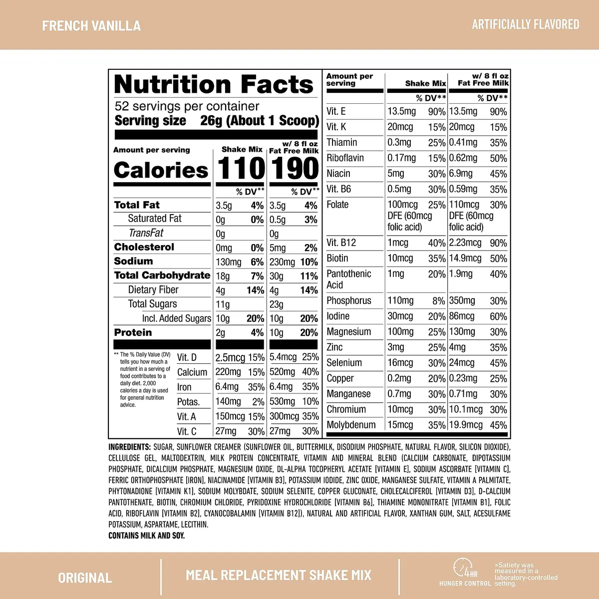 SlimFast Meal Replacement Powder French Vanilla | 52 Servings | 10g Protein, Gluten-Free, On-the-Go - view 3