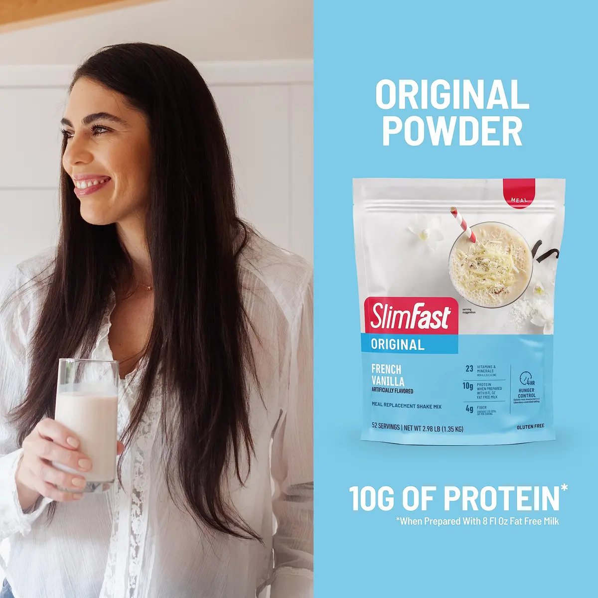 SlimFast Meal Replacement Powder French Vanilla | 52 Servings | 10g Protein, Gluten-Free, On-the-Go - view 4