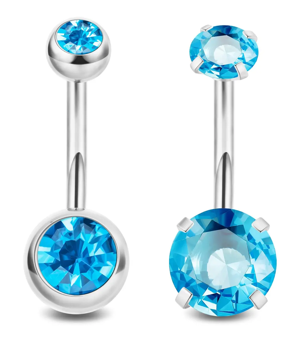 NICEIGHT 2PCS 14G Surgical Steel Belly Button Rings | Hypoallergenic CZ Navel Jewelry (12mm) - main product image