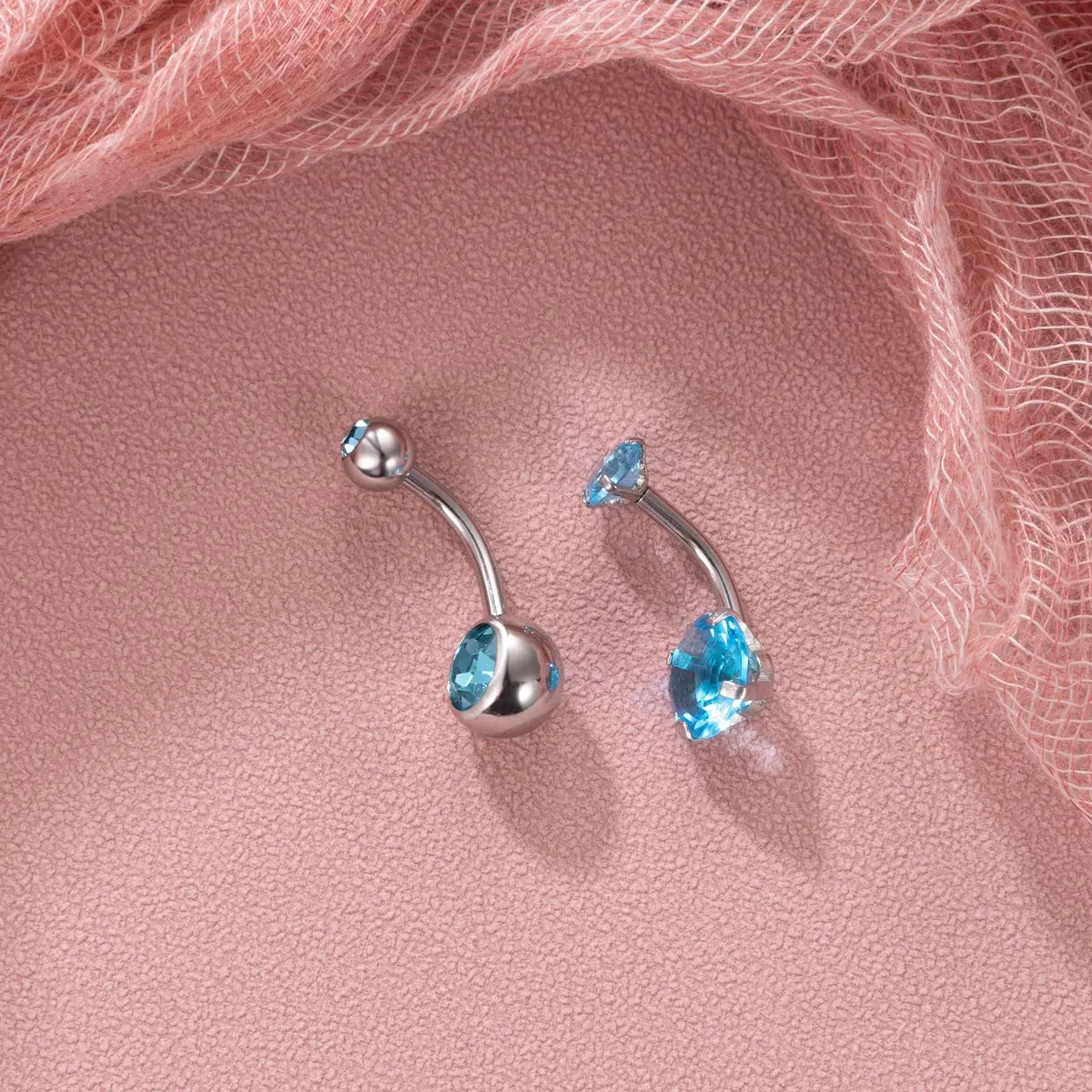 NICEIGHT 2PCS 14G Surgical Steel Belly Button Rings | Hypoallergenic CZ Navel Jewelry (12mm) - view 2