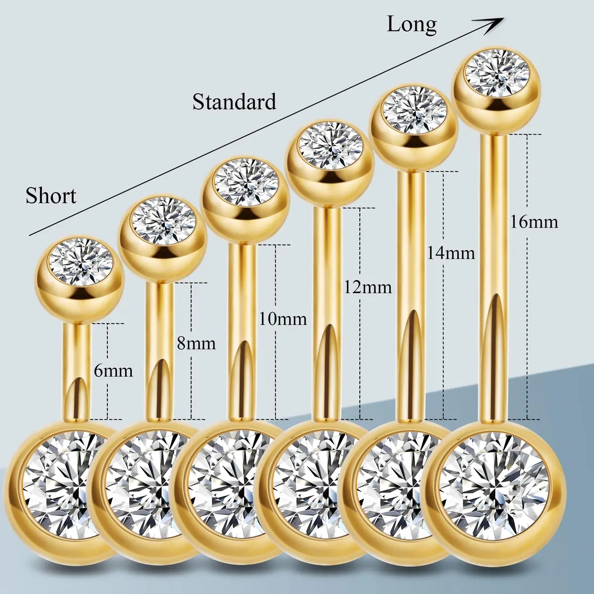 NICEIGHT 2PCS 14G Surgical Steel Belly Button Rings | Hypoallergenic CZ Navel Jewelry for Women - view 4