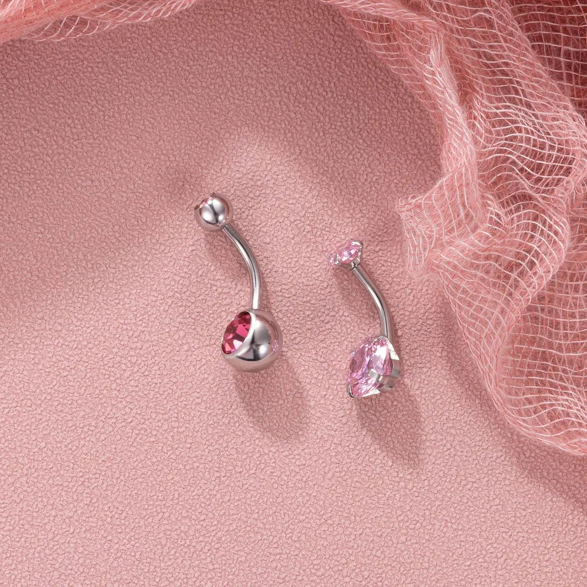 NICEIGHT 2PCS 14G Surgical Steel Belly Button Rings | Hypoallergenic CZ Navel Jewelry (12mm) - view 2