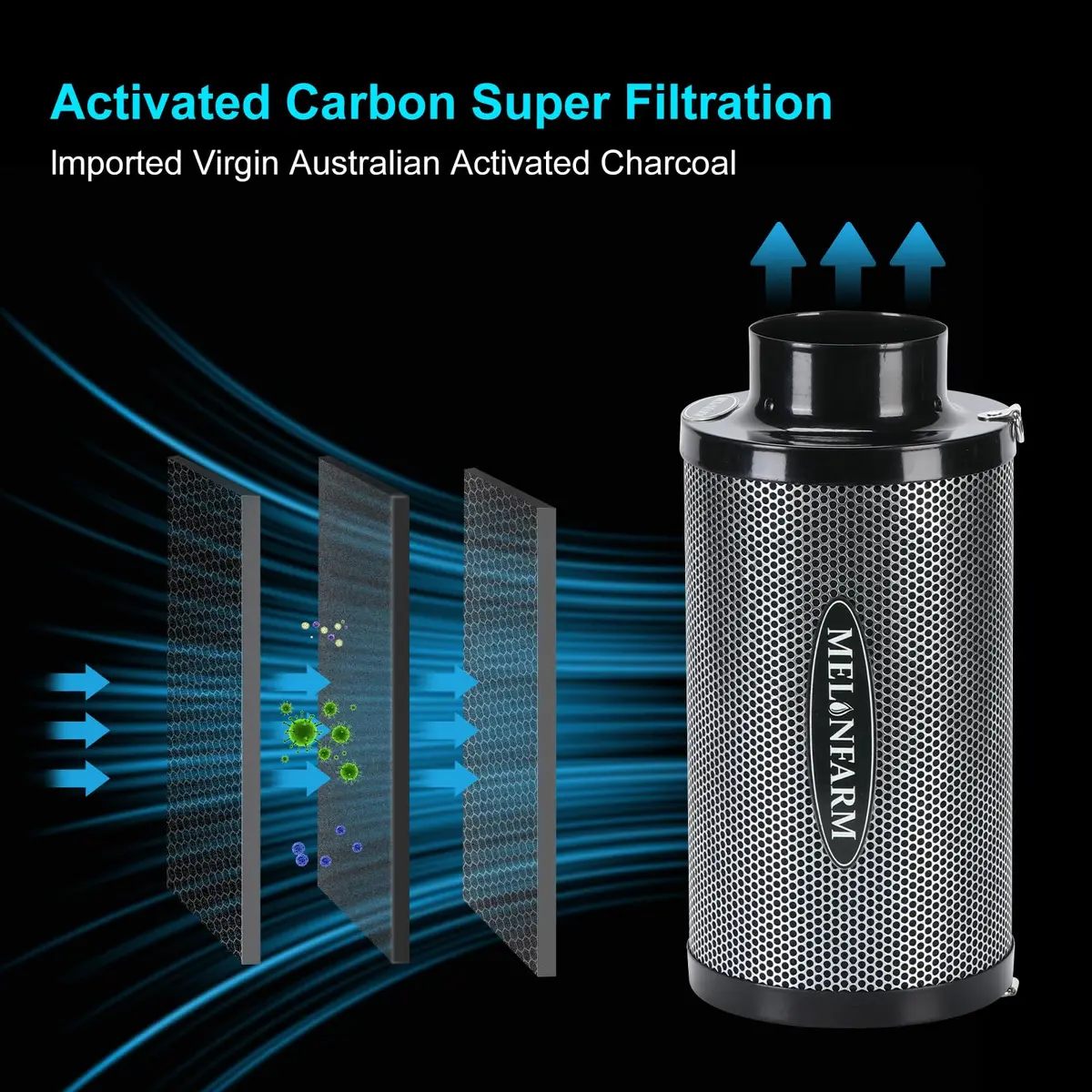 MELONFARM 4 Inch Air Carbon Filter with Australia Virgin Charcoal | Odor Control for Grow Tent & Hydroponics - view 5