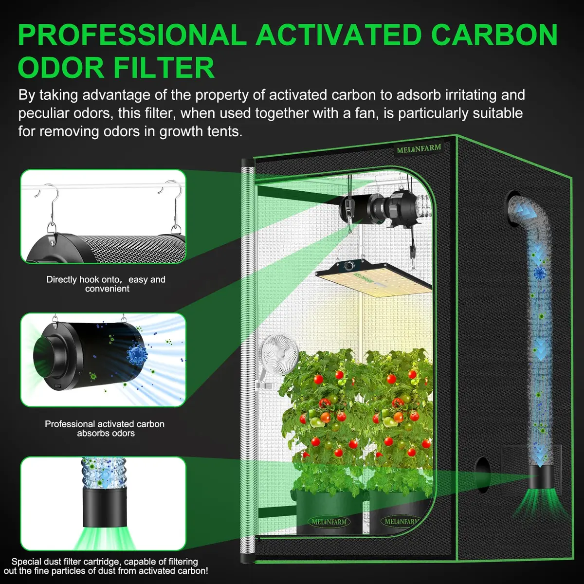 MELONFARM 4 Inch Air Carbon Filter with Australia Virgin Charcoal | Odor Control for Grow Tent & Hydroponics - view 2