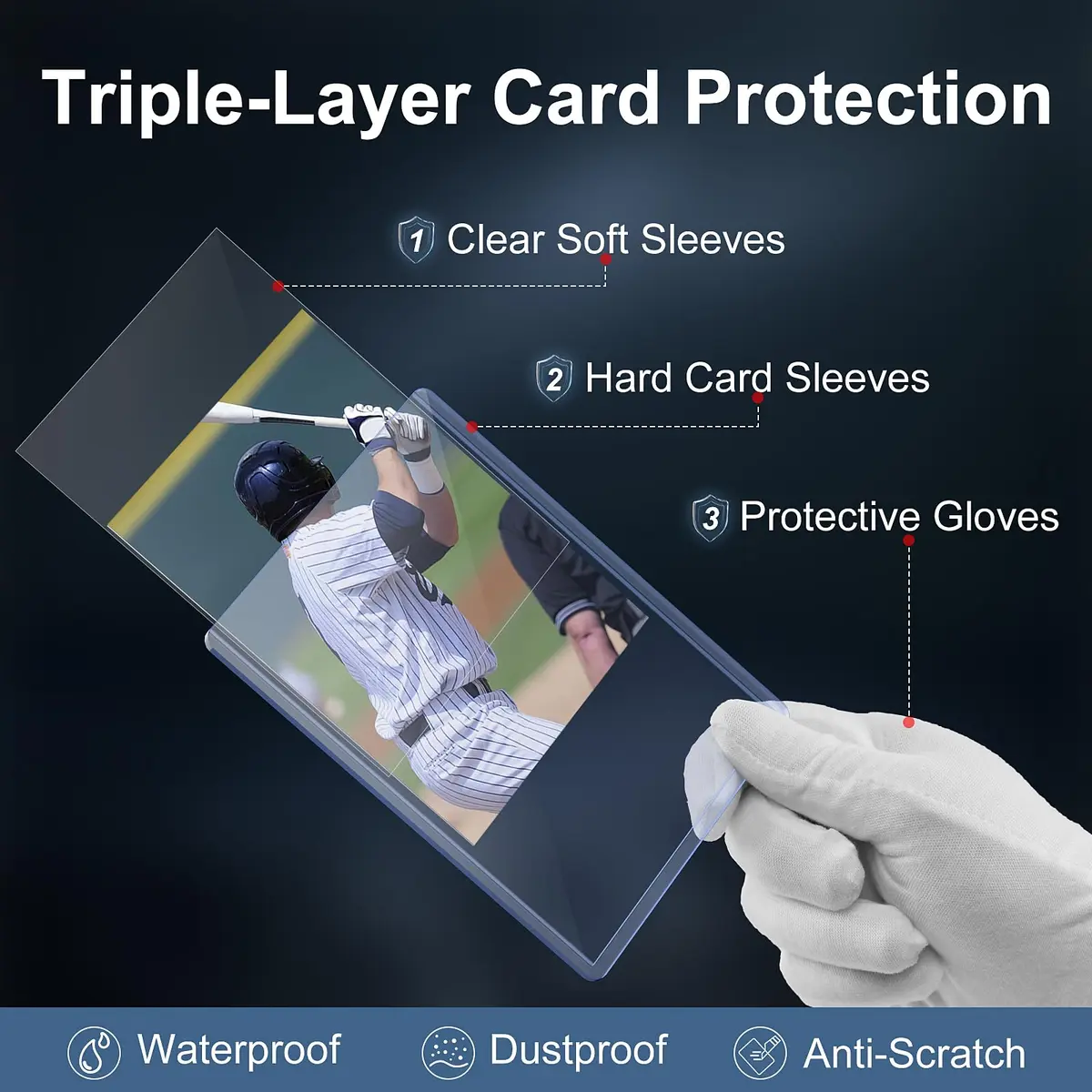 Mlikero 2000 Card Sleeves Hard Plastic, 3"X4" Baseball Card Protector, Premium Trading Card Holder for Sports and Game Cards (1000 Hard Sleeves + 1000 Soft Sleeves) | Non-Toxic, BPA-Free, Age-Appropriate - view 3