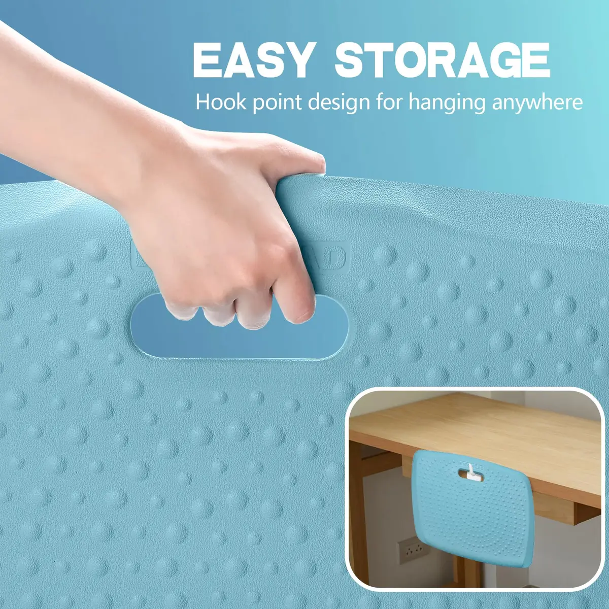 ergohead 3/4 inch Thick Office Standing Desk Mat | Anti-Fatigue Cushioned Floor Pad with Massage Points (Teal, 17" x 22") - view 7