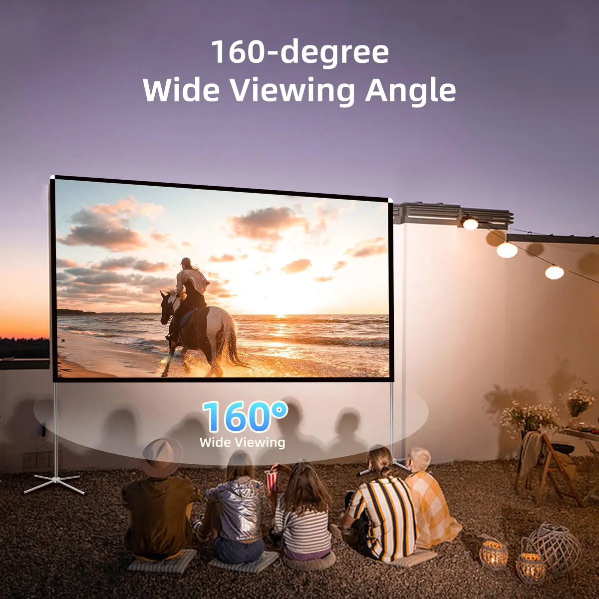 AODIOU 120 Inch Portable Projector Screen with Stand & Carry Bag | Wrinkle-Free HD 4K Outdoor Movie Screen - view 2