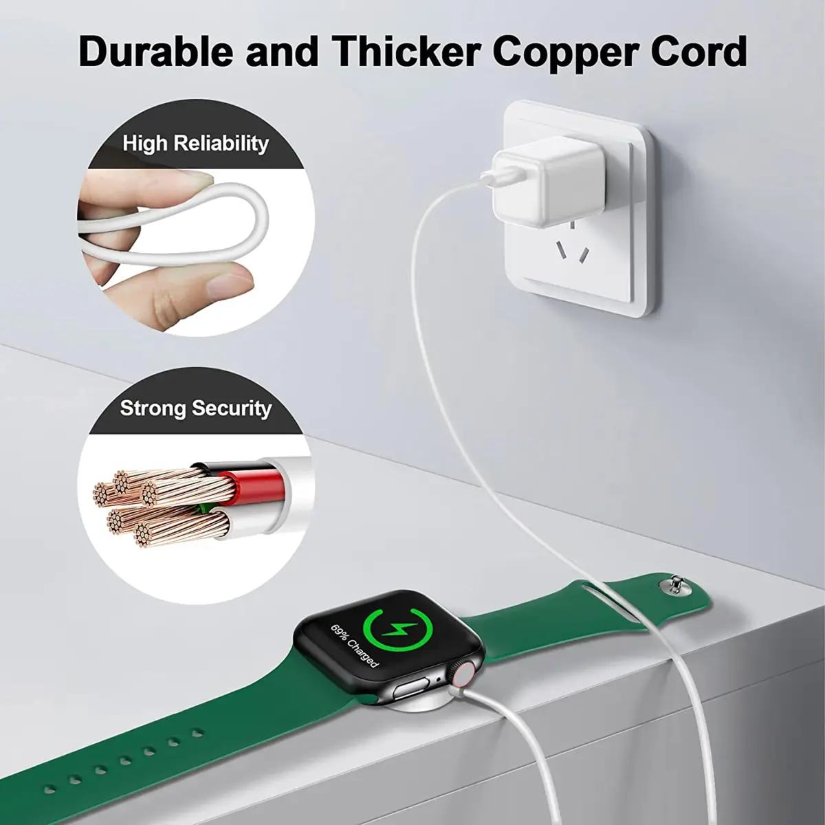 xiwxi Magnetic USB C Fast Charging Cable for Apple Watch 1m (3.3ft) | ETL/UL Certified Safe Charging - view 5