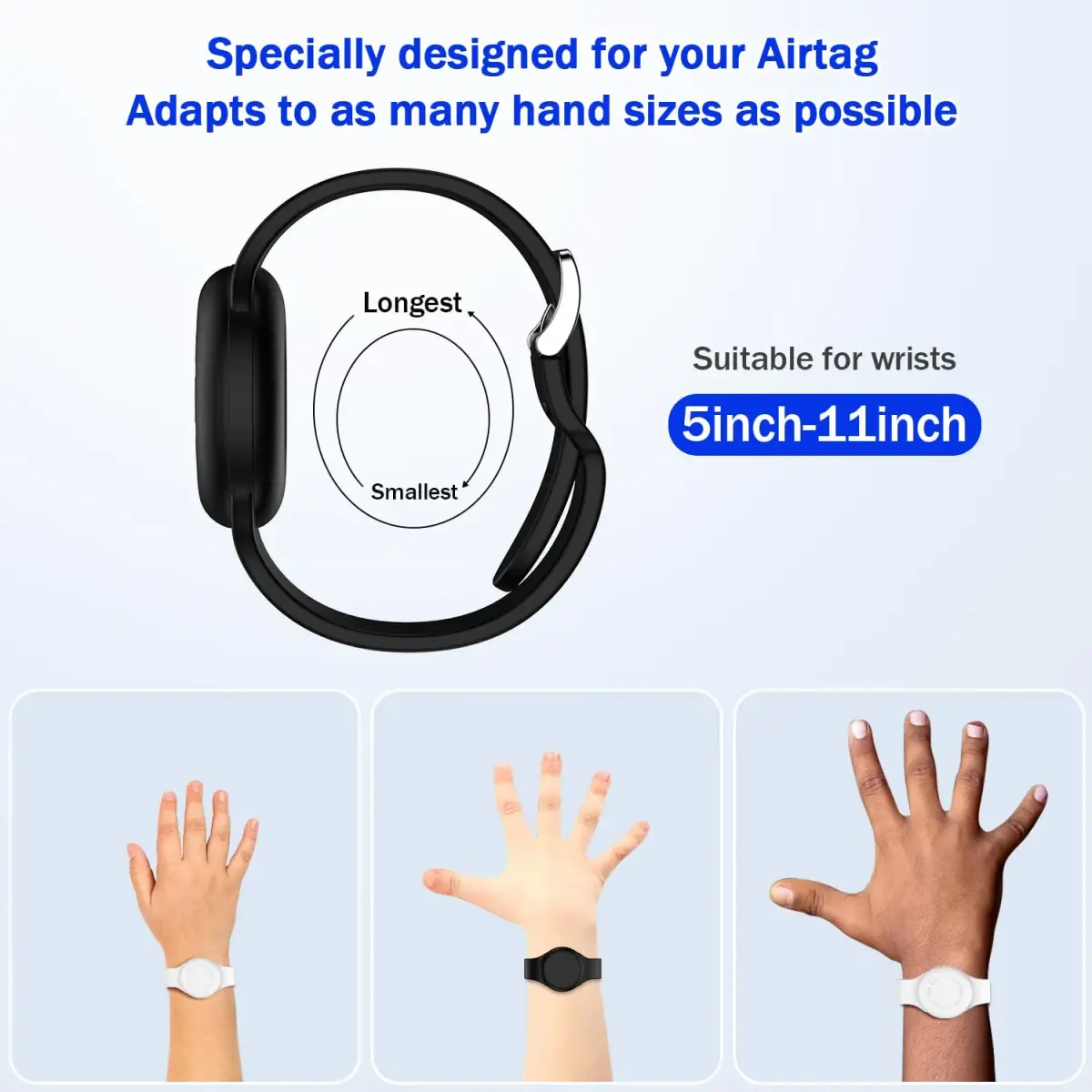 R-fun Waterproof Air Tag Bracelet 2 Pack | Silicone GPS Item Finder Case Cover - view 5