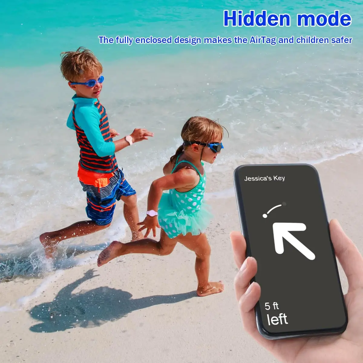 R-fun Waterproof Air Tag Bracelet [2 Pack] Pink/Light Purple | Soft Silicone Anti-Lost GPS Tracker Case - view 4
