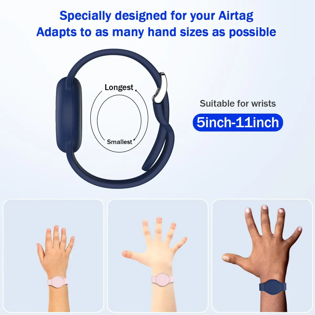 R-fun Waterproof Air Tag Bracelet 2 Pack | Soft Silicone GPS Item Finder Case Cover for Apple AirTag - view 5