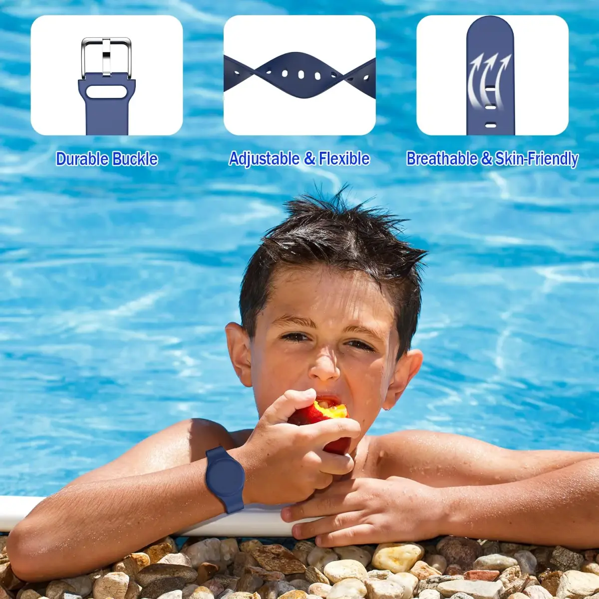 R-fun Waterproof Air Tag Bracelet 2 Pack | Soft Silicone GPS Item Finder Case Cover for Apple AirTag - view 6