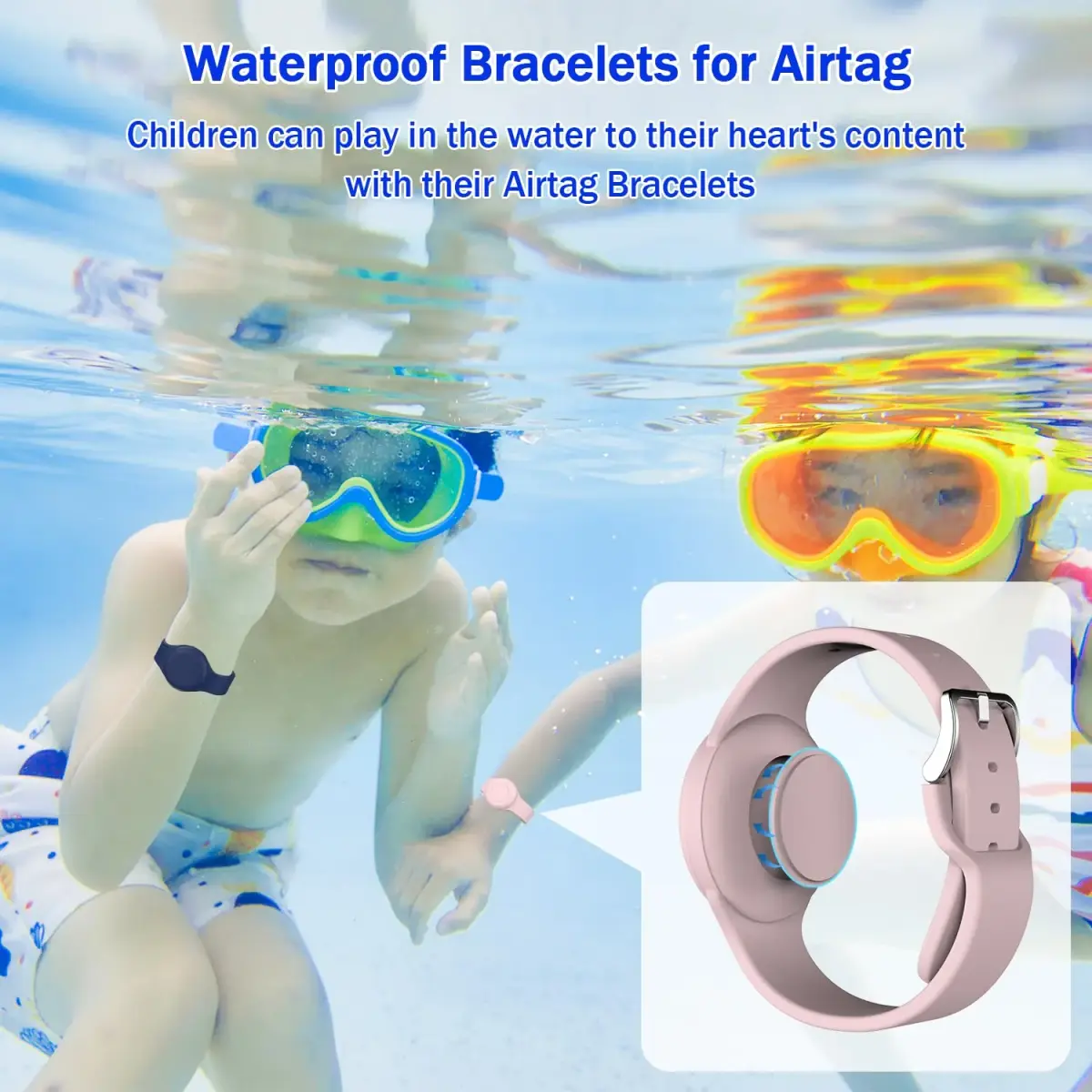 R-fun Waterproof Air Tag Bracelet 2 Pack | Soft Silicone GPS Item Finder Case Cover for Apple AirTag - view 3