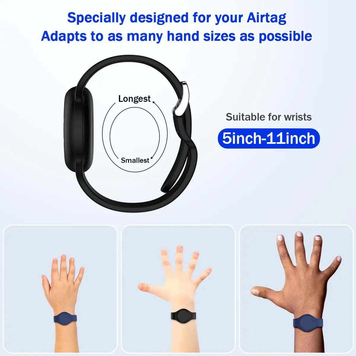 R-fun Waterproof AirTag Watch Bracelet for Kids, Night Blue/Black, 2 Pack | Secure GPS Tracker Holder - view 5