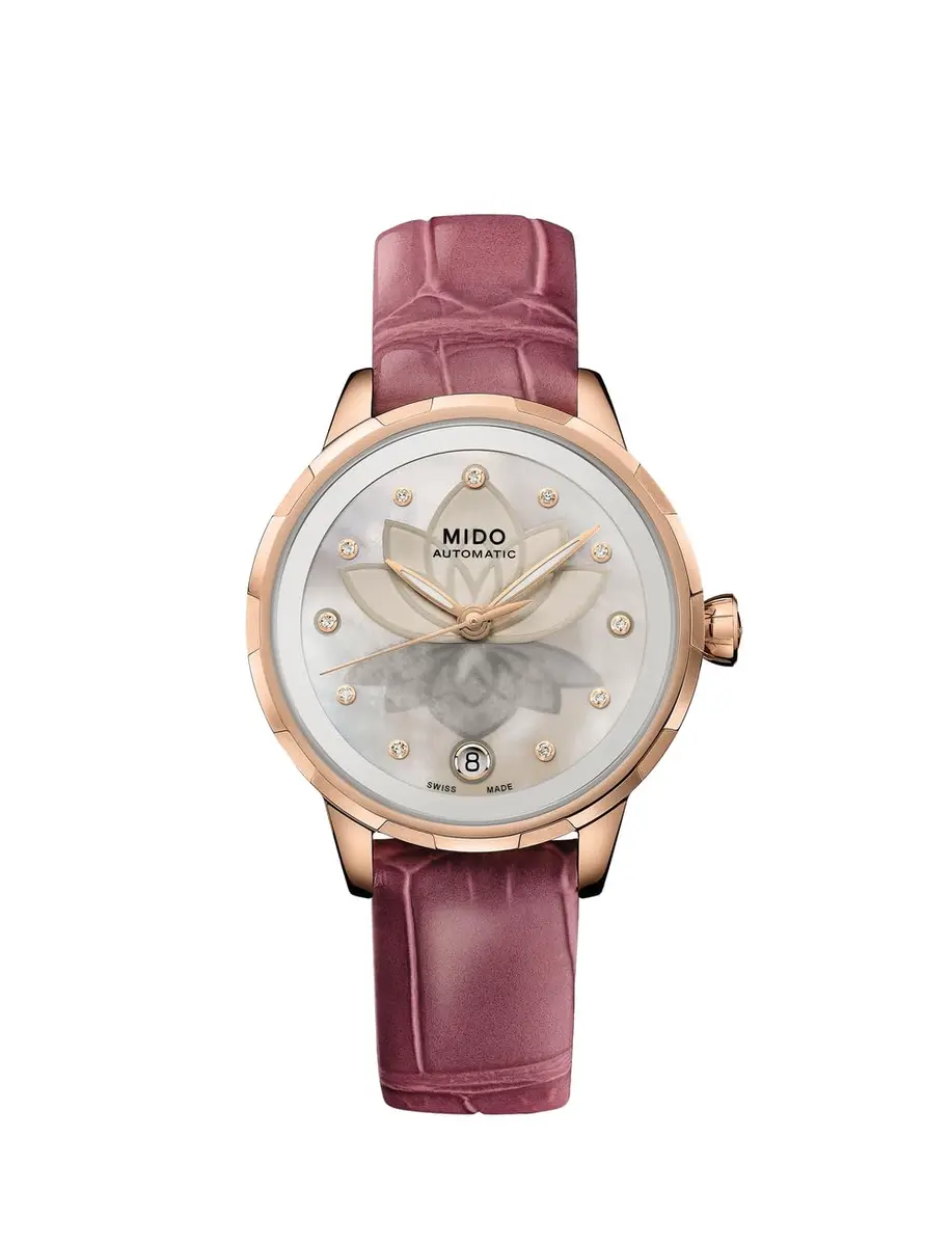 MIDO Rainflower Night Swiss Automatic Watch for Women | 34mm White Dial, Rose Gold PVD Coating, Sapphire Crystal - main product image