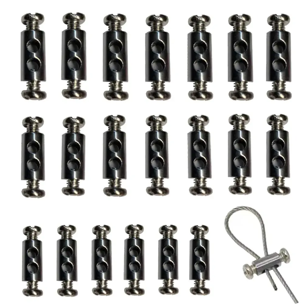 andefu Wire Rope Cable Clamps Double Hole 3mm Line Hole (20-Pack, Gray) - main product image